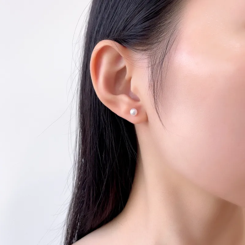 DEMONE Freshwater Pearl Stud Earrings Women's-5