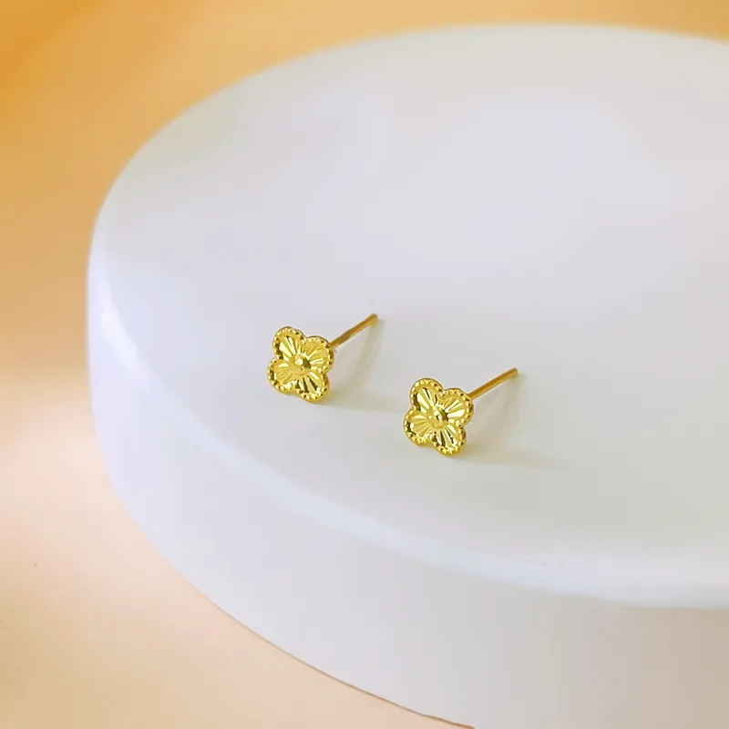 DEMONE 18K Gold Stud Earrings Women's-5