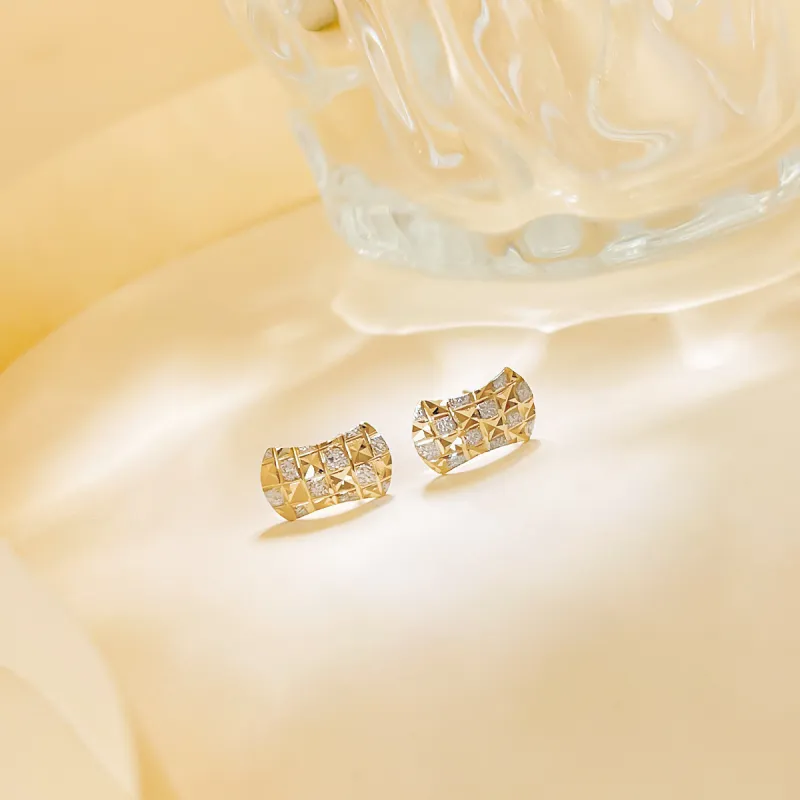 DEMONE 18K Gold Stud Earrings Women's-1