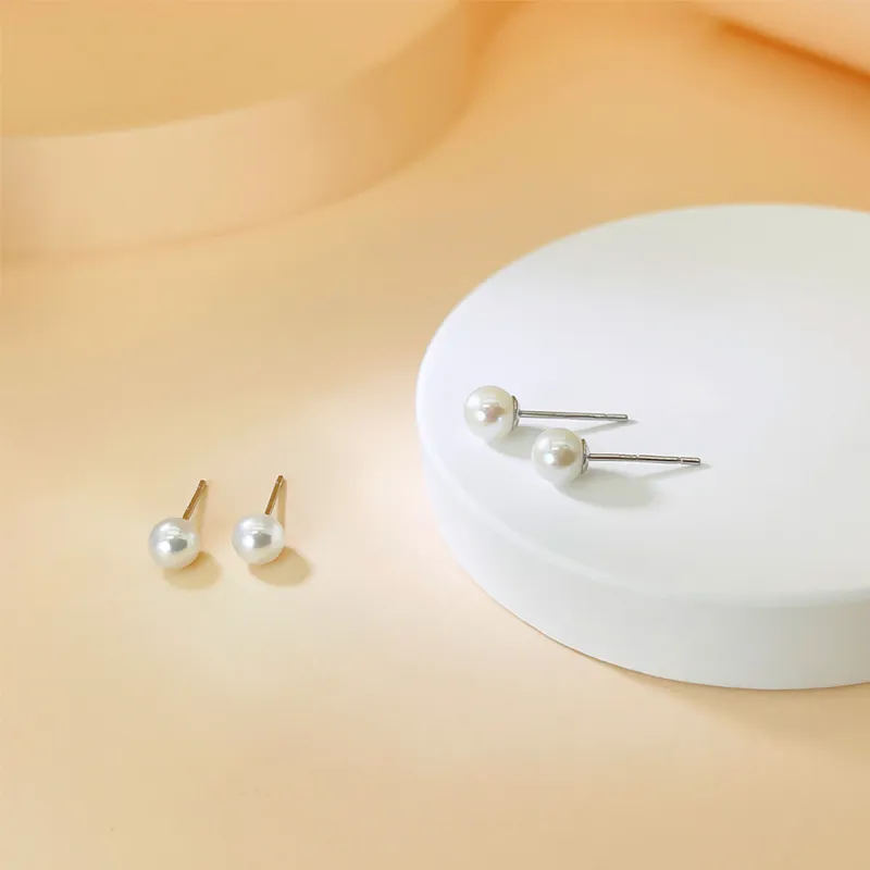 DEMONE Freshwater Pearl Stud Earrings Women's-3