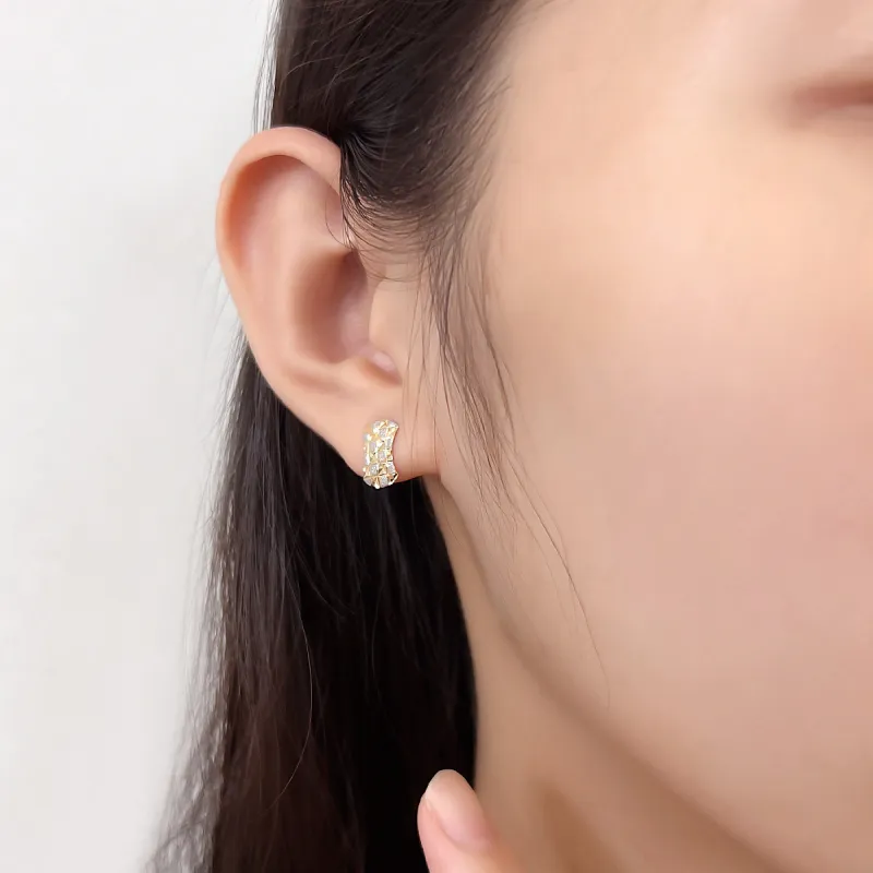 DEMONE 18K Gold Stud Earrings Women's-4