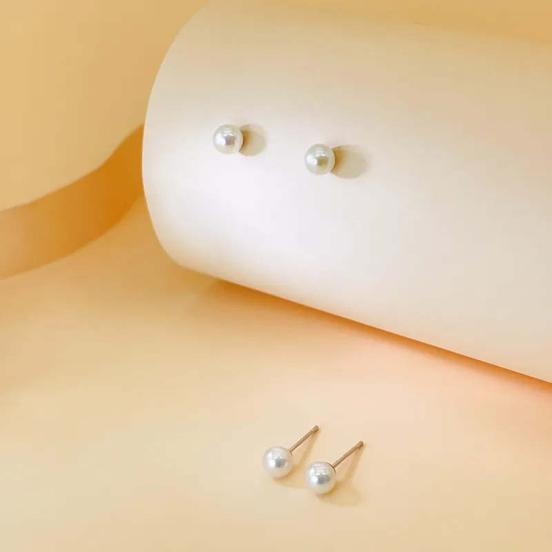 DEMONE Freshwater Pearl Stud Earrings Women's-2