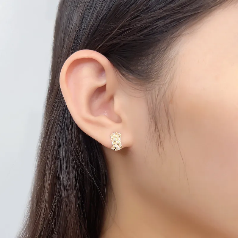 DEMONE 18K Gold Stud Earrings Women's-3