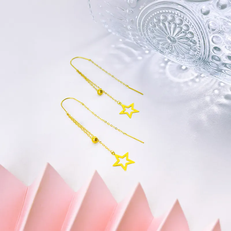 DEMONE 18K Gold Drop Earrings Women's-3