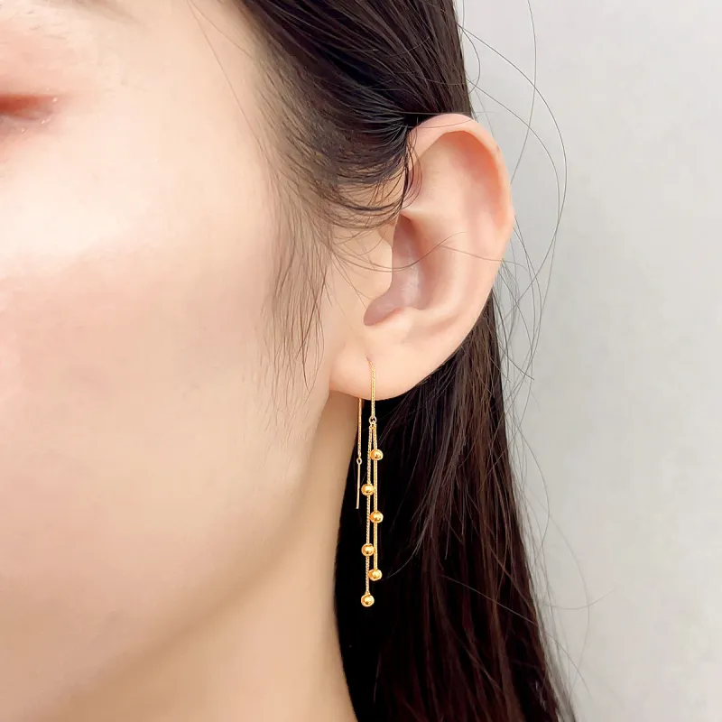 DEMONE 18K Gold Drop Earrings Women's-4