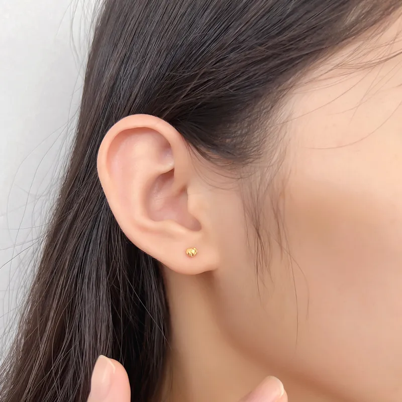 DEMONE 18K Gold Stud Earrings Women's-4