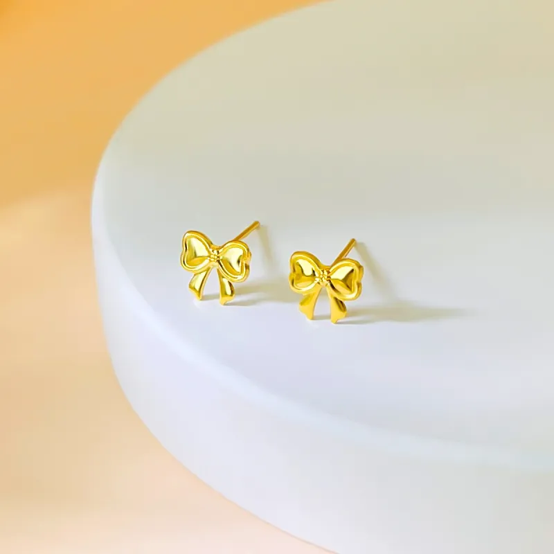 DEMONE 18K Gold Stud Earrings Women's-3