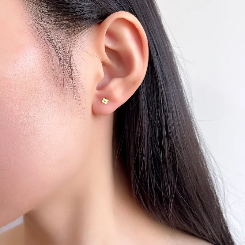 DEMONE 18K Gold Stud Earrings Women's-7