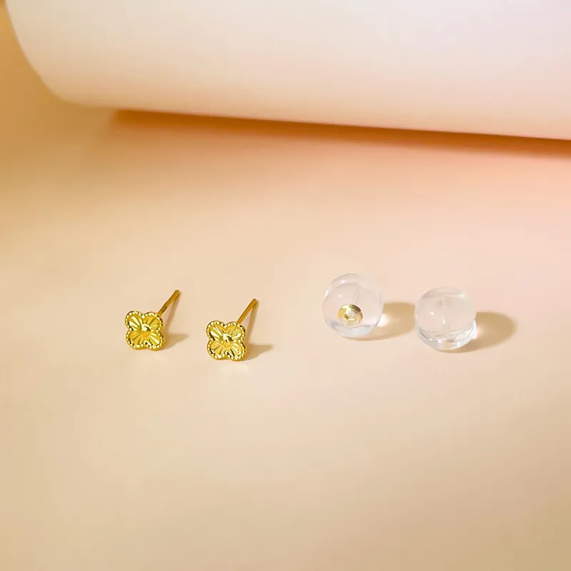 DEMONE 18K Gold Stud Earrings Women's-2