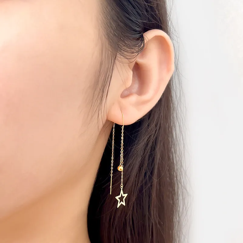 DEMONE 18K Gold Drop Earrings Women's-4