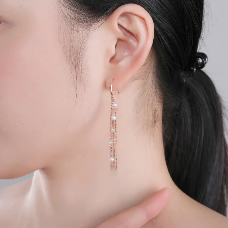 DEMONE 18K Gold Drop Earrings Women's-4