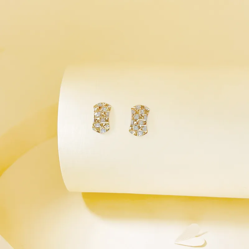 DEMONE 18K Gold Stud Earrings Women's-2