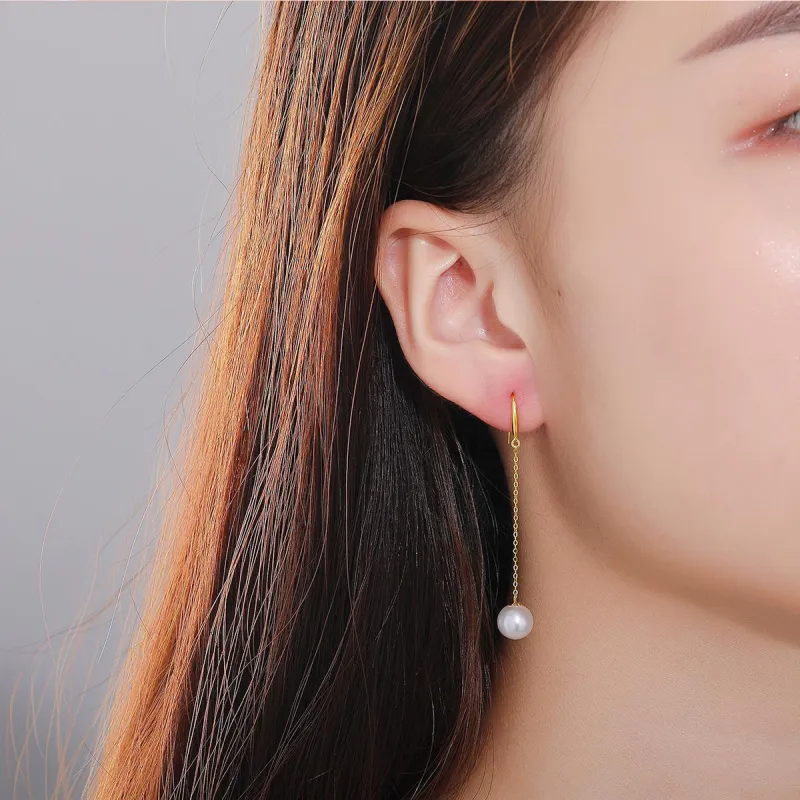 DEMONE 18K Gold Drop Earrings Women's-4