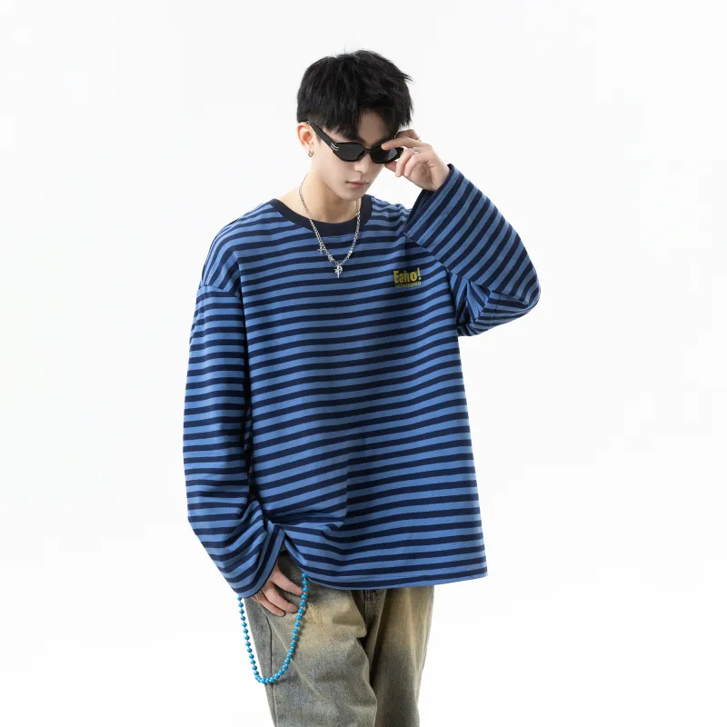 ZYKY T Shirts Unisex Blue Black Stripes-3
