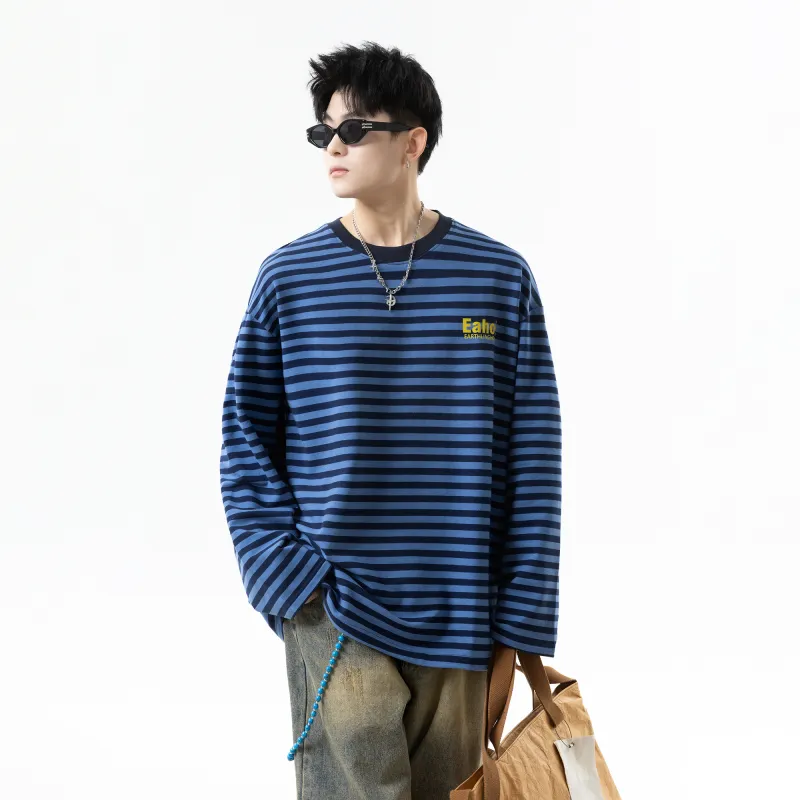 ZYKY T Shirts Unisex Blue Black Stripes-6