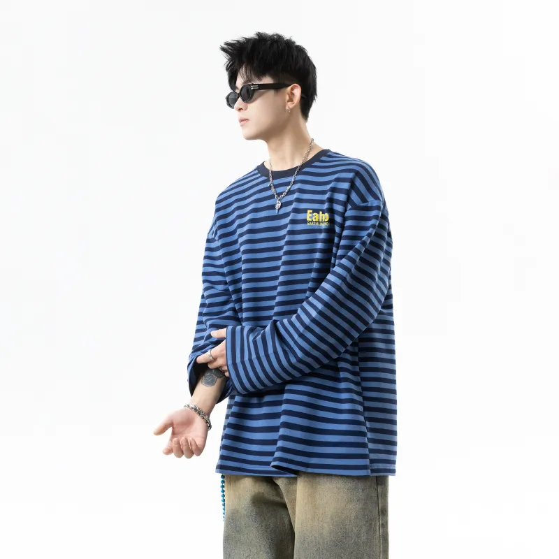 ZYKY T Shirts Unisex Blue Black Stripes-4
