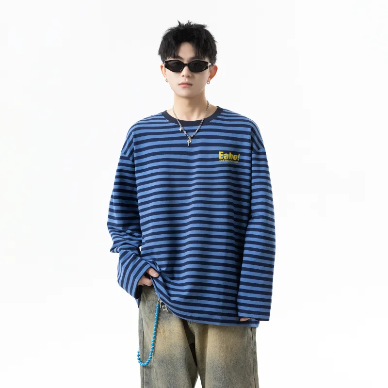 ZYKY T Shirts Unisex Blue Black Stripes-2