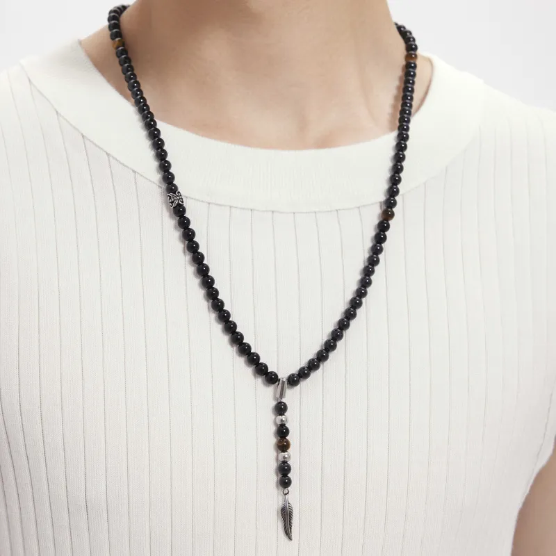 VAXE Obsidian Jade Necklaces Unisex-2