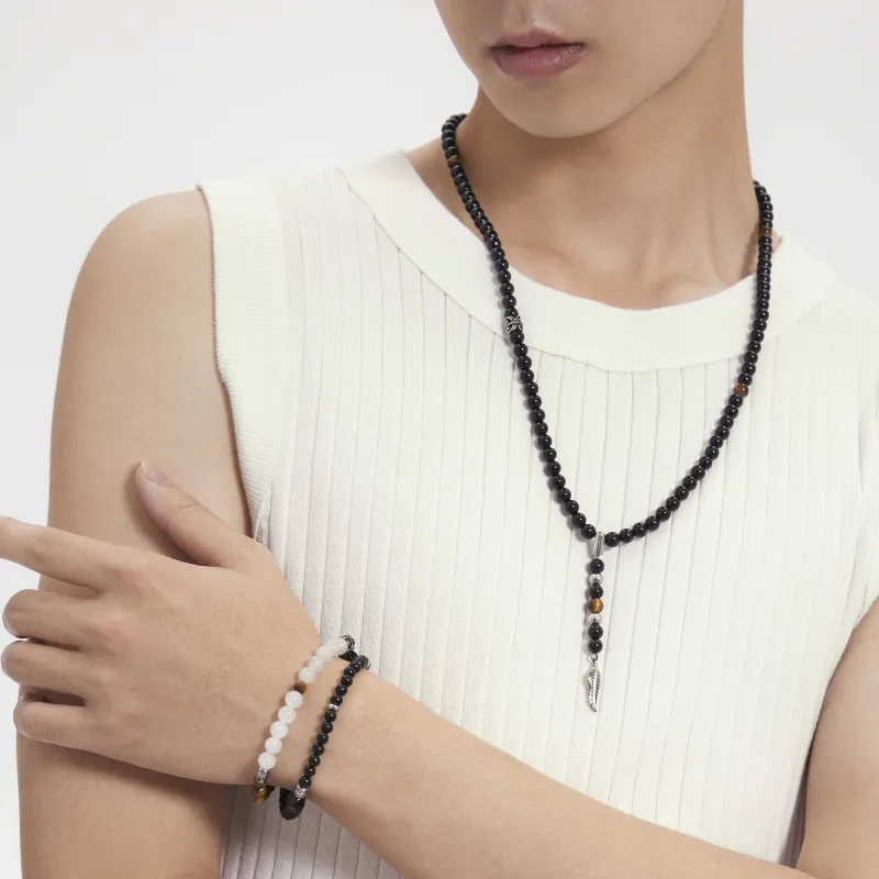 VAXE Obsidian Jade Necklaces Unisex-1