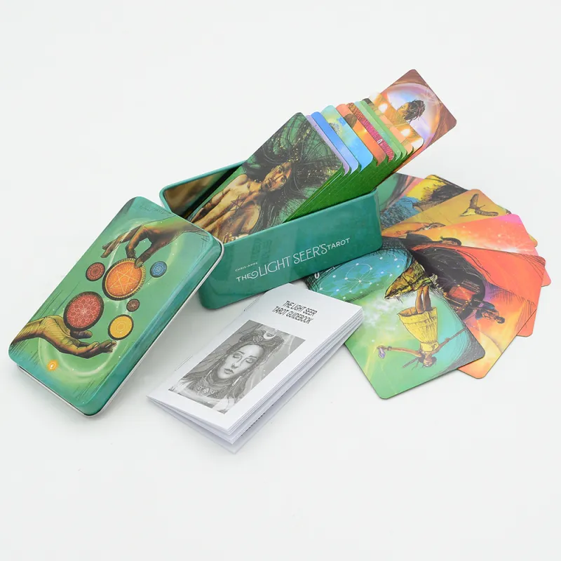 JIUFEN Wite Iron Box Tarot Set Full English Foil Gilded Oracle Cardstock With User Manual Board Games-6