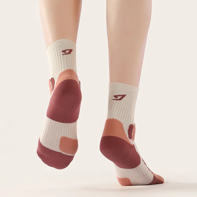 MUSCLESWING Mid Calf Socks Unisex 4 Pack Beige-7