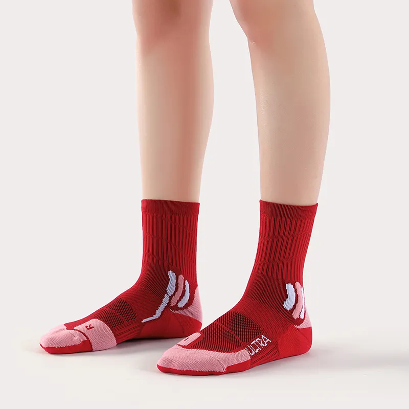 MUSCLESWING Mid Calf Socks Unisex 4 Pack Red-3