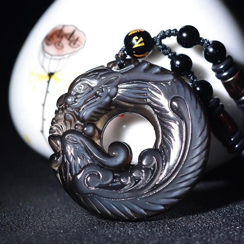 ZHIZUO Obsidian Necklaces Unisex-2