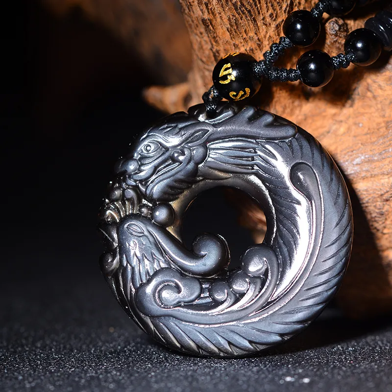 ZHIZUO Obsidian Necklaces Unisex-4