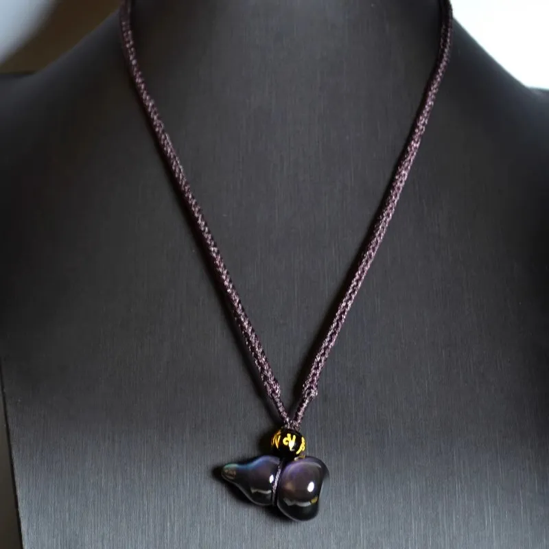 ZHIZUO Natural Obsidian Pendants Unisex-4