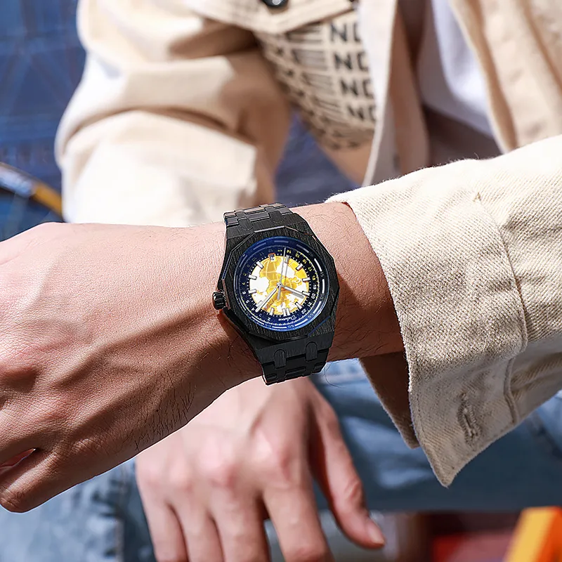 COJR &Dunlunwe Collaboration, Earth Collection Automatic Mechanical Movement Metal Strap Watch Men's Watches Blue Dial-6