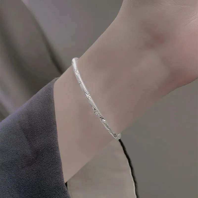 CUTE DAME Sterling Silver Bangles Unisex Silver-3