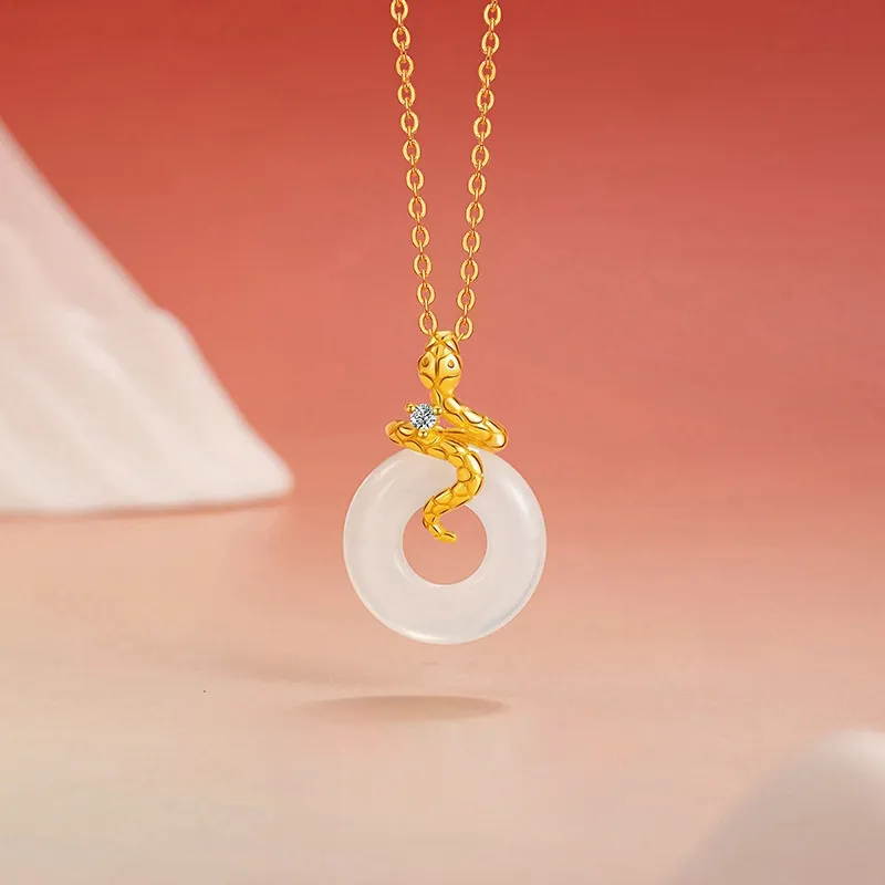 CUTE DAME S925 Zircon Sterling Silver Necklace Women's Gold-1