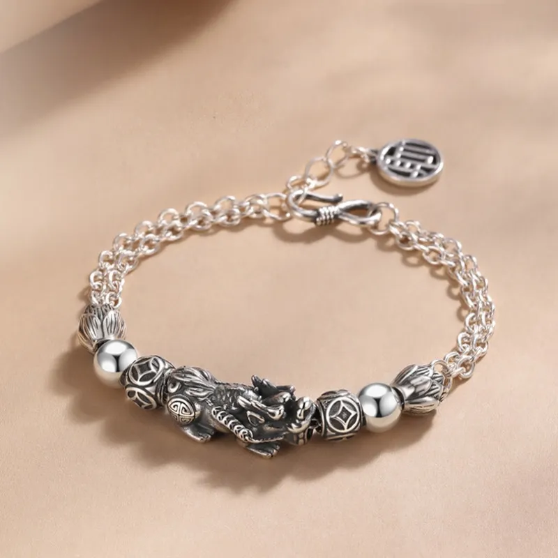 CUTE DAME S999 Pure Silver Bracelets Men's-2