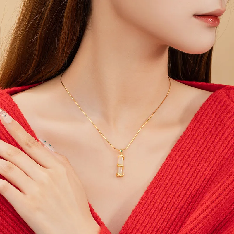 CUTE DAME S925 Zircon Sterling Silver Necklace Women's Gold-2