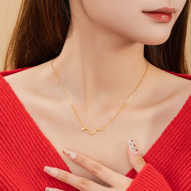 CUTE DAME S925 Sterling Silver Necklace Women's Gold-2