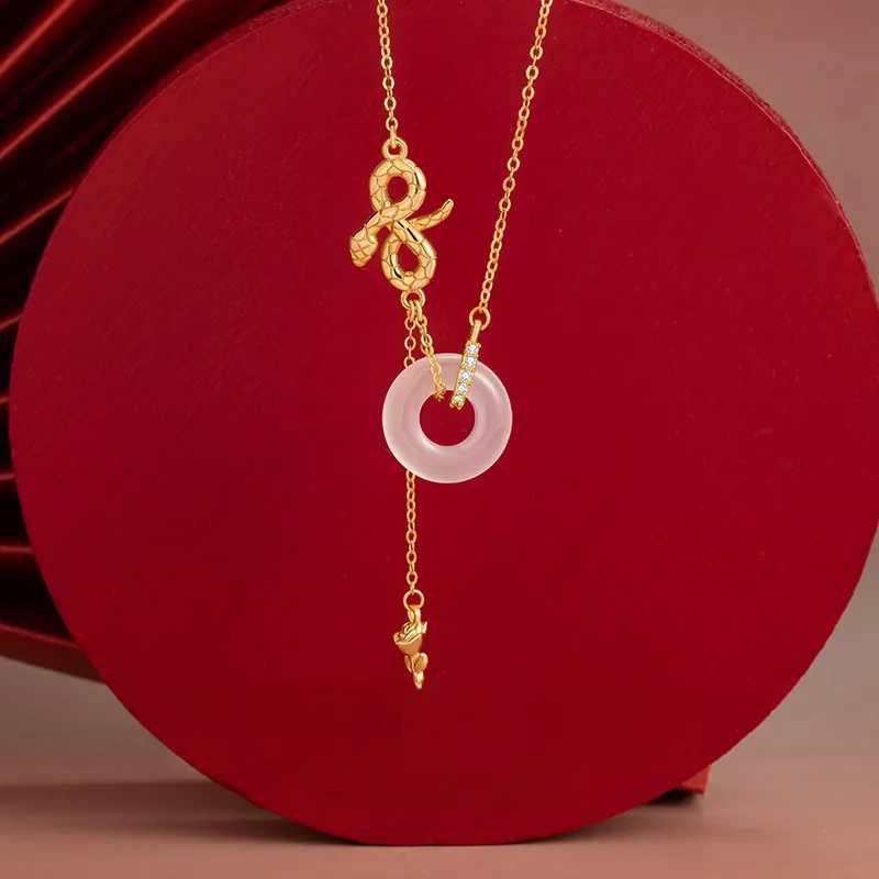 CUTE DAME S925 Zircon Sterling Silver Necklace Women's Gold-1