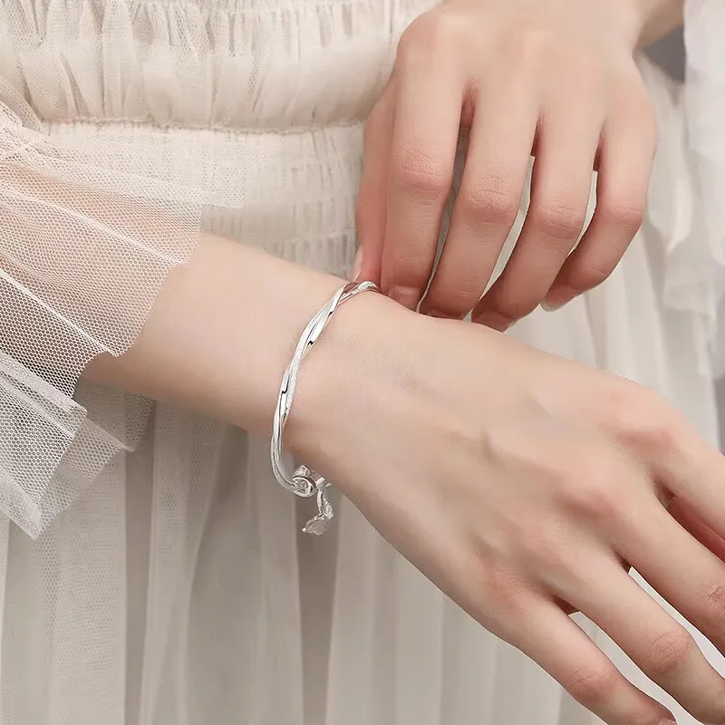 CUTE DAME S999 Fine Silver Sterling Silver Bracelets Women's-4