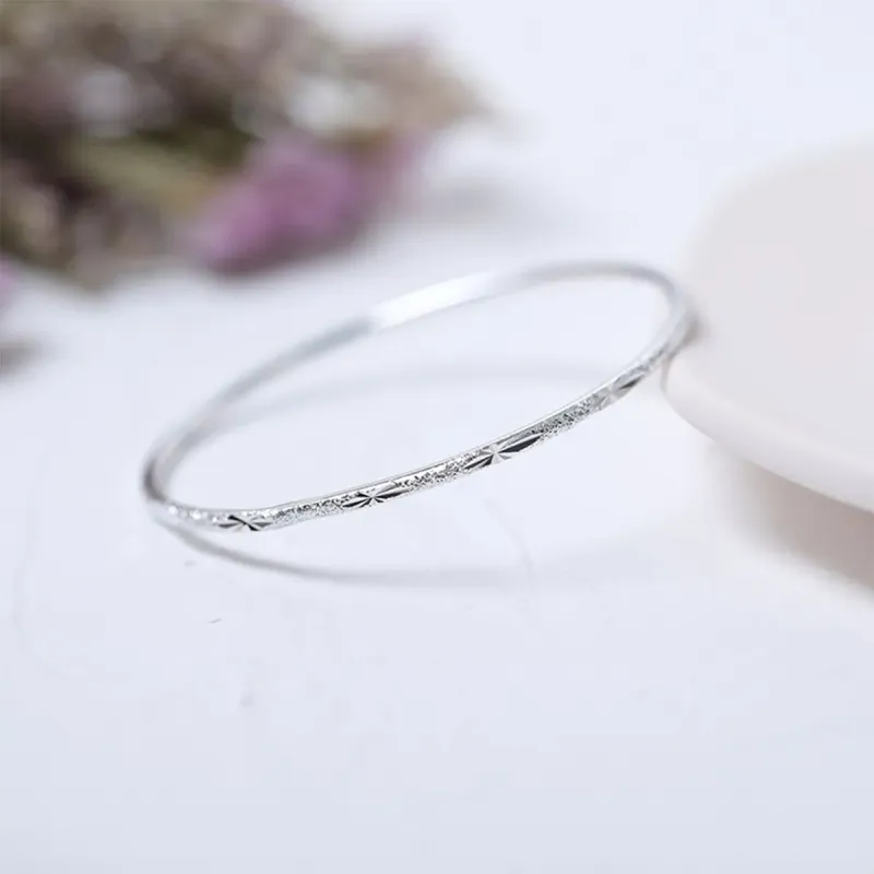 CUTE DAME Sterling Silver Bangles Unisex Silver-5