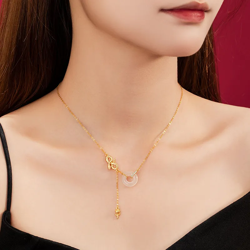 CUTE DAME S925 Zircon Sterling Silver Necklace Women's Gold-2