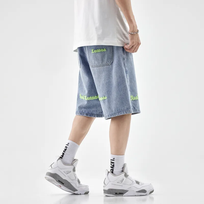 HIPANDA Denim Shorts Men's Light Blue-3