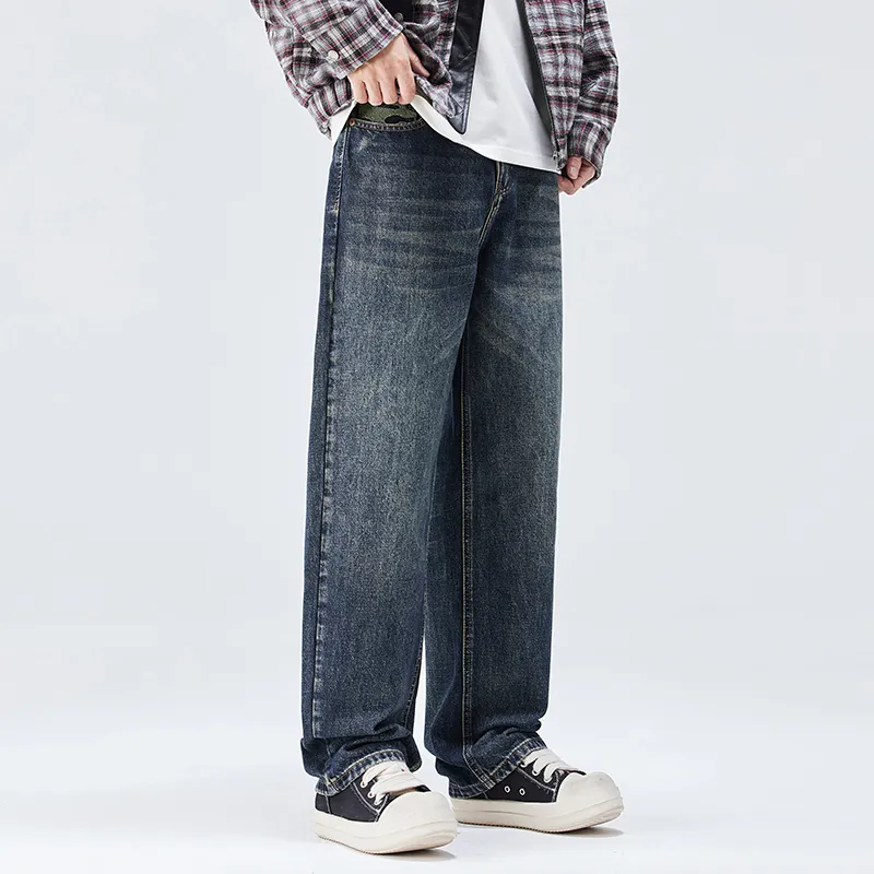 HIPANDA Jeans Men Blue Gray-0