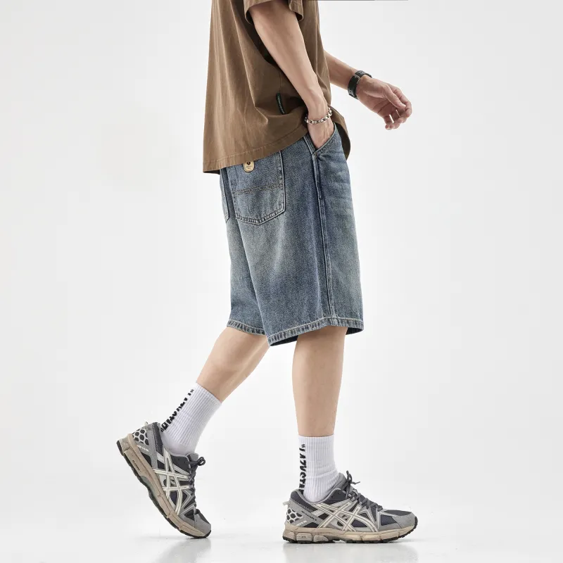 HIPANDA Denim Shorts Men's Nostalgic Blue-8