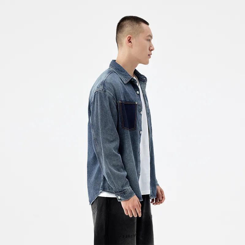 HIPANDA Denim Jacket Men's Blue-5