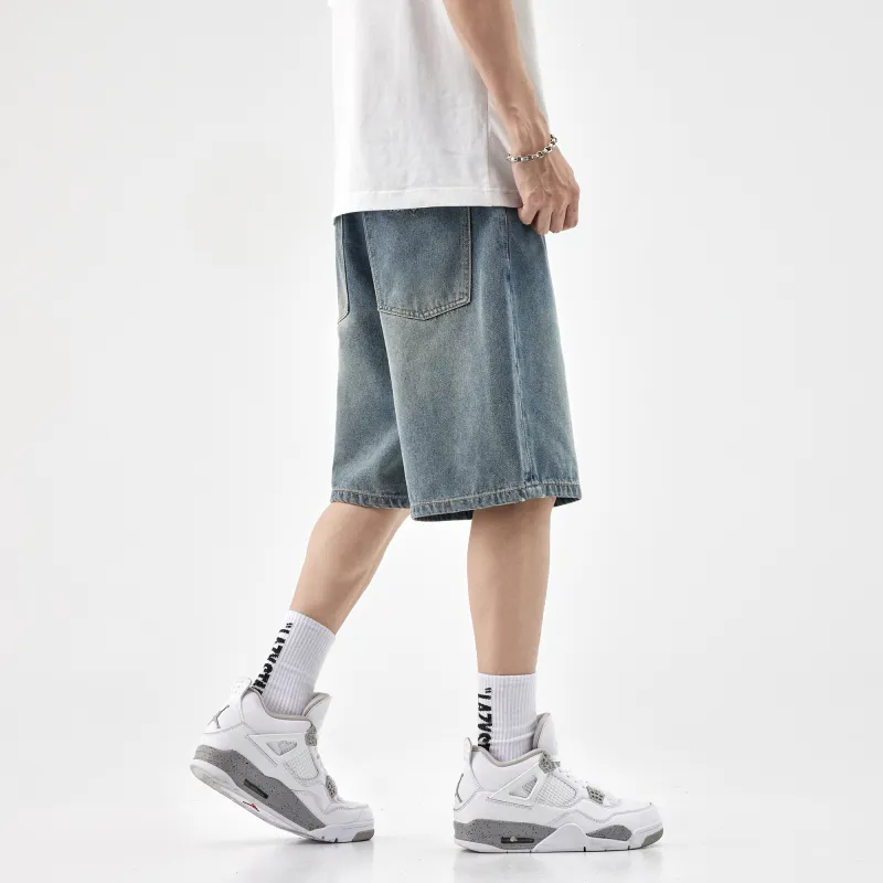 HIPANDA Denim Shorts Men's Nostalgic Blue-6