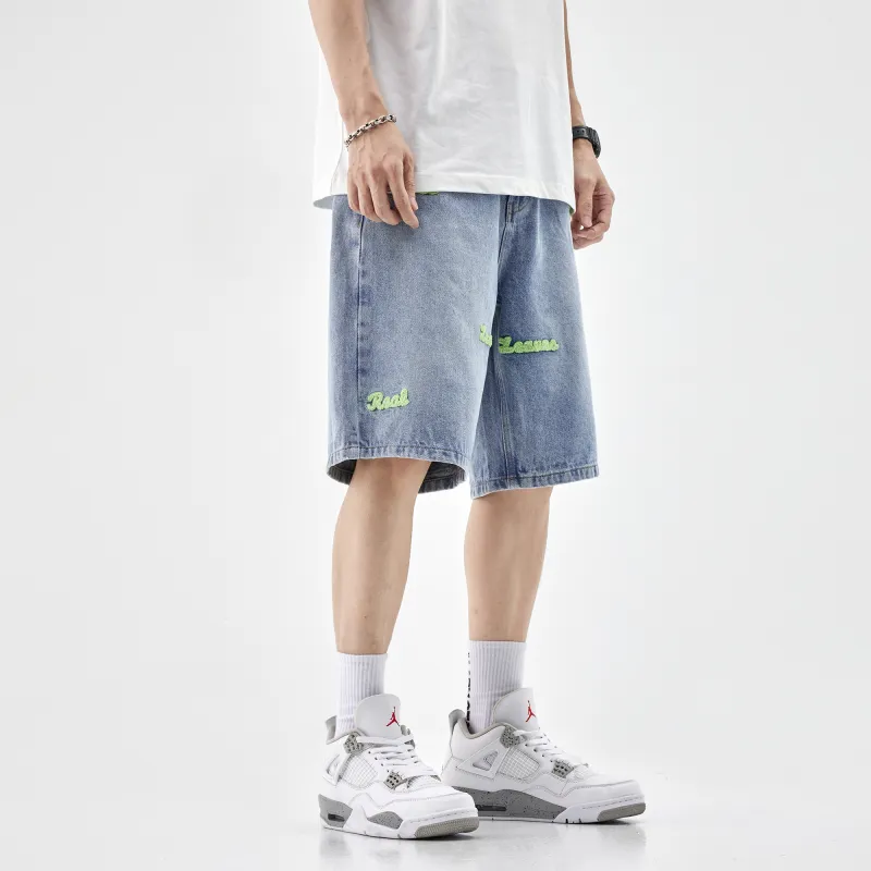 HIPANDA Denim Shorts Men's Light Blue-5