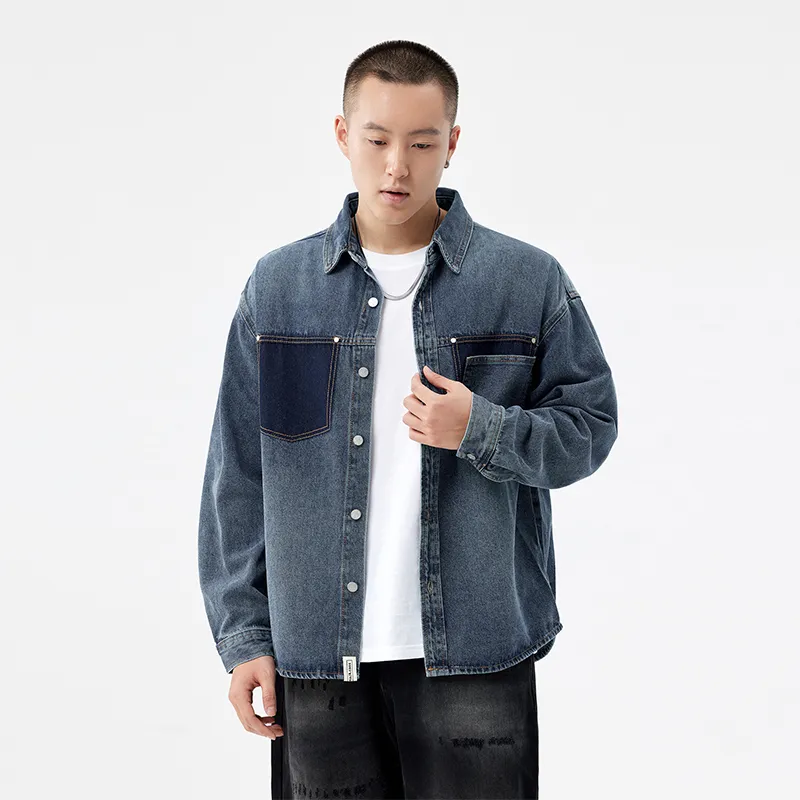 HIPANDA Denim Jacket Men's Blue-2
