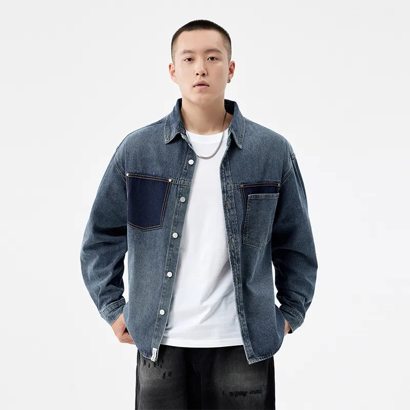 HIPANDA Denim Jacket Men's Blue-3