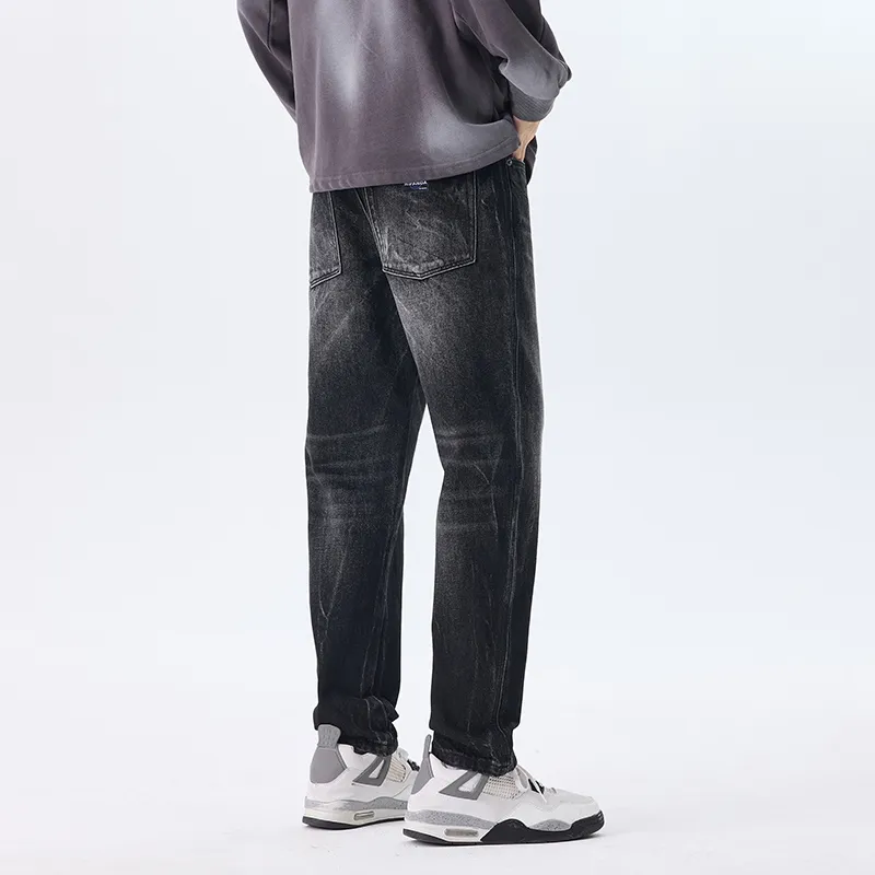 HIPANDA Jeans Men Gray Black-1