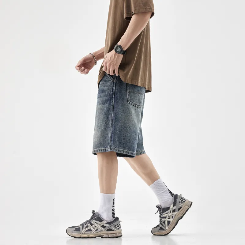 HIPANDA Denim Shorts Men's Nostalgic Blue-9