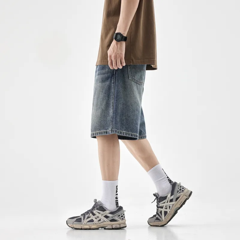 HIPANDA Denim Shorts Men's Nostalgic Blue-5